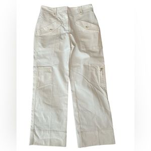 NWOT by Anthropologie Cargo Utility Cropped Pants Off White Stretch Size 6